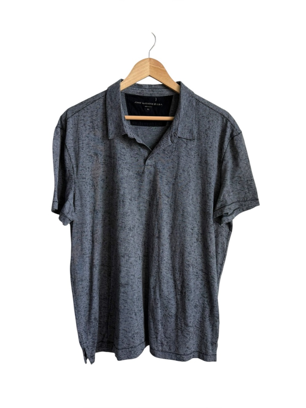 John Varvatos Men's Black Striped Short Sleeve Polo Shirt Size XL